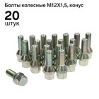Болты 12x1,5 мм, длина 52/28 мм, под ключ 17 мм, конус, цинк, набор 20 шт Болты 12x1,5 мм, длина 52/28 мм, под ключ 17 мм, конус, цинк, набор 20 шт
