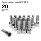 Болты 12x1,5 мм, длина 55/30 мм, под шестигранник, хром, набор 20 шт