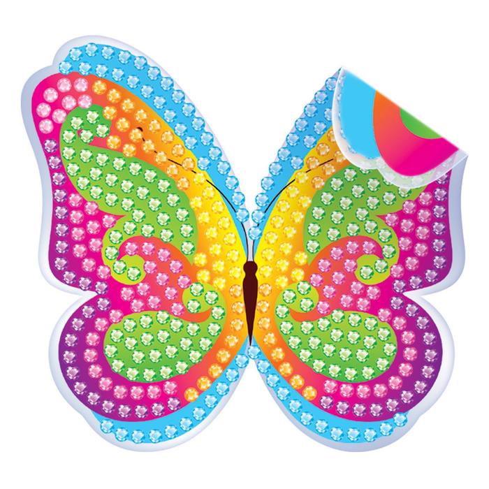 Алмазная мозаика наклейка для детей «Бабочка», 10 х 10 см. Набор для творчества - фото 835345
