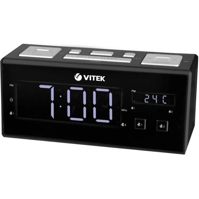 Радиобудильник Vitek VT-3523, FM, питание от сети, черный