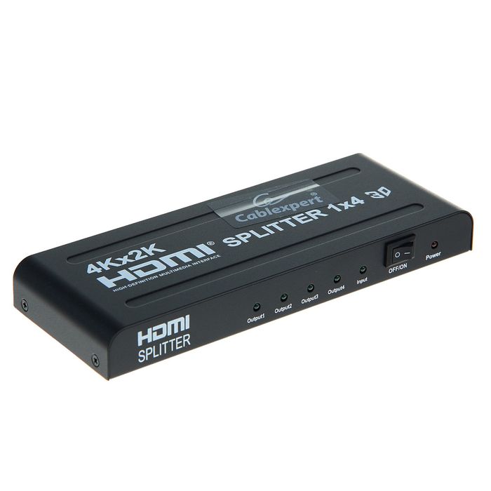 Разветвитель HDMI Cablexpert DSP-4PH4-02, HD19F/4x19F, Full-HD, 3D, 1.4v, каскадируемый