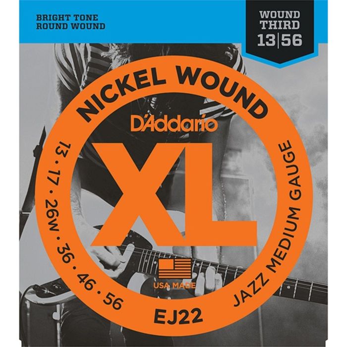 Струны для электрогитары D`Addario EJ22 XL NICKEL WOUND Jazz Medium 13-56