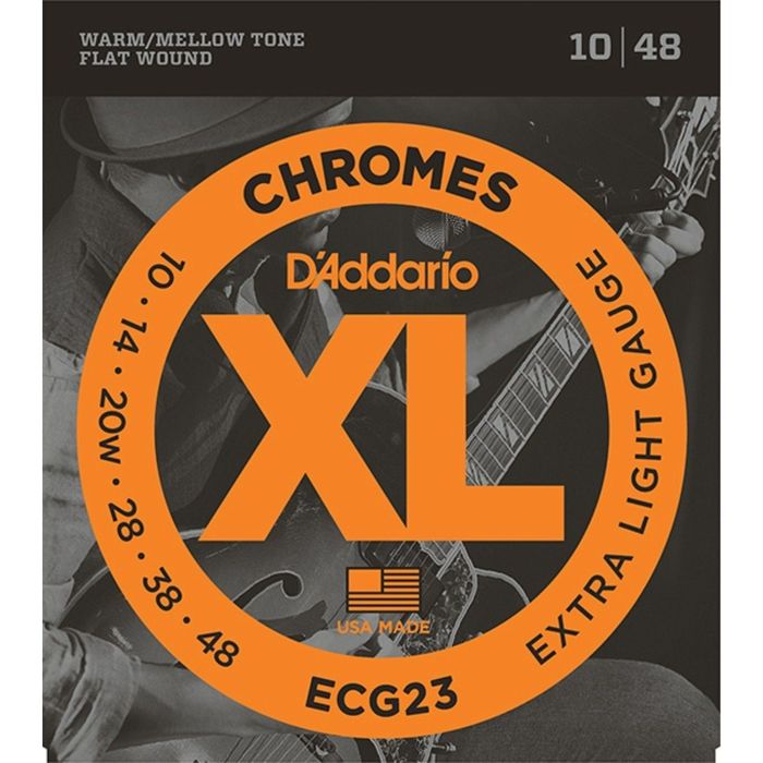 Струны для электрогитары D'Addario ECG23 Chromes Flat Wound, Extra Light, 10-48