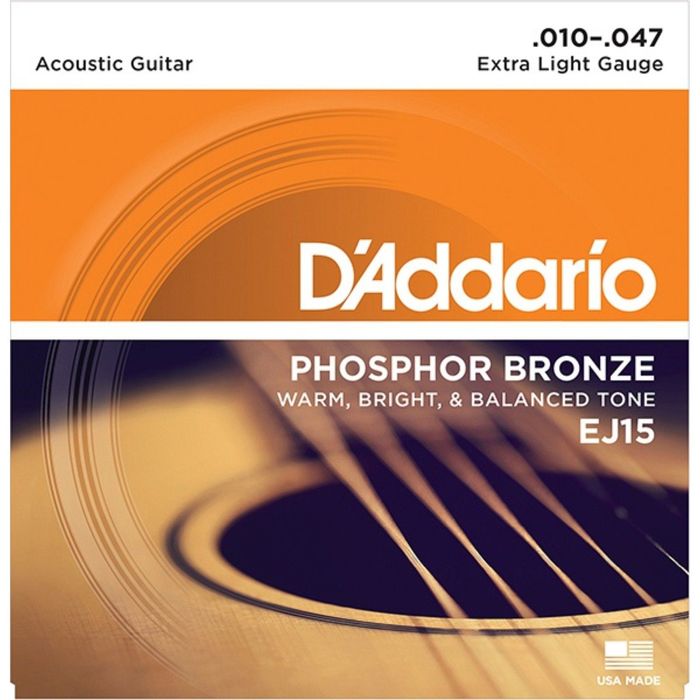 Струны для акустической гитары D`Addario EJ15 PHOSPHOR BRONZE Extra Light 10-47