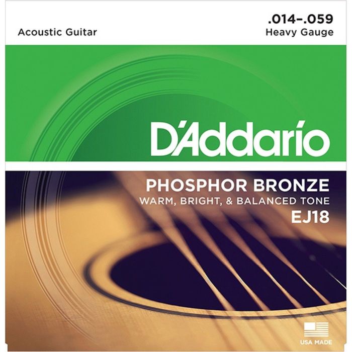 Струны для акустической гитары D'Addario EJ18 Phosphor Bronze 14-59