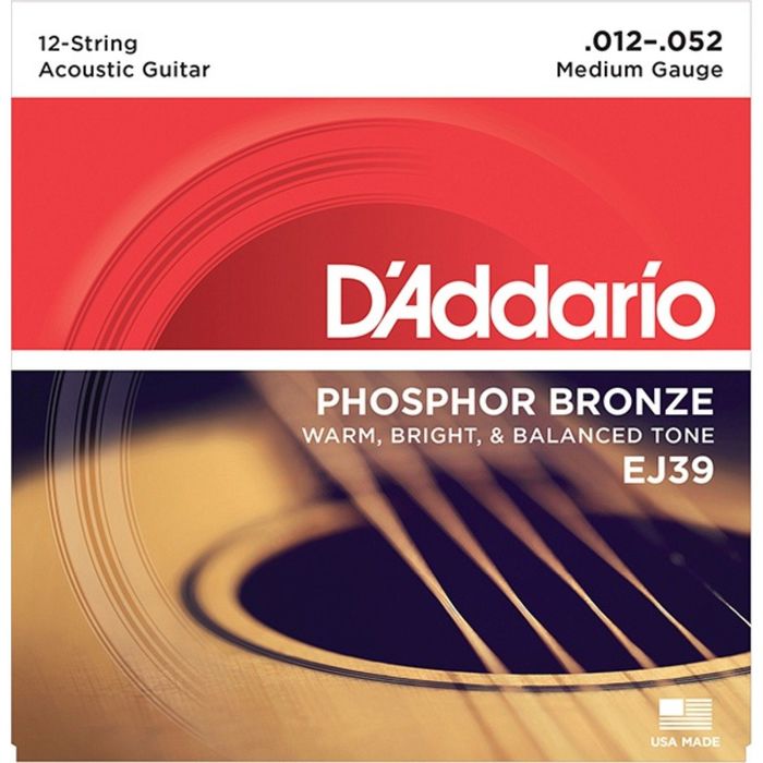 Струны для акустической 12-струнной гитары D'Addario EJ39 Phosphor Bronze  Medium, 12-52