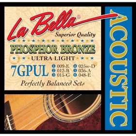 Струны для акустической гитары La Bella 7GPUL Phosphor Bronze, Ultra Light, 9-48