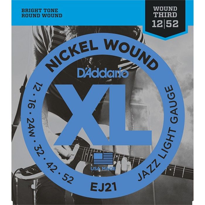 Струны для электрогитары D`Addario EJ21 XL NICKEL WOUND Jazz Light 12-52