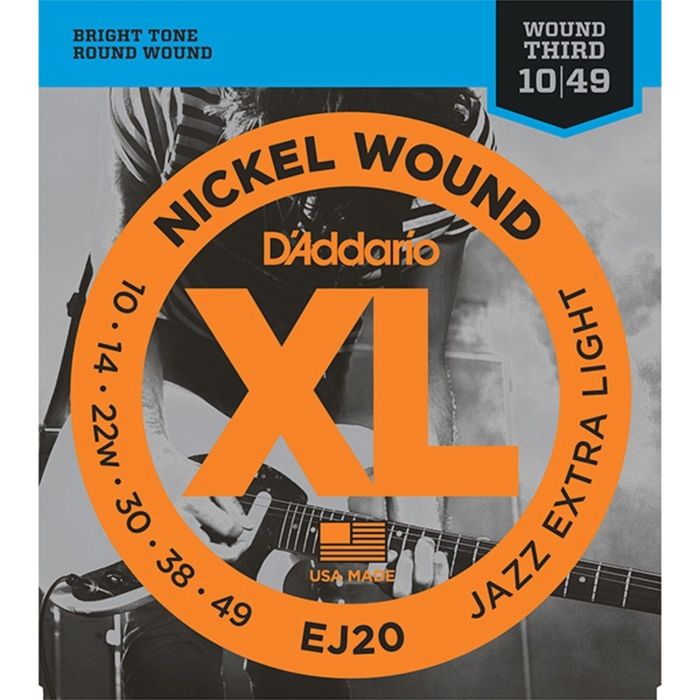 Струны для электрогитары D`Addario EJ20 XL NICKEL WOUND Jazz Extra-Light 10-49