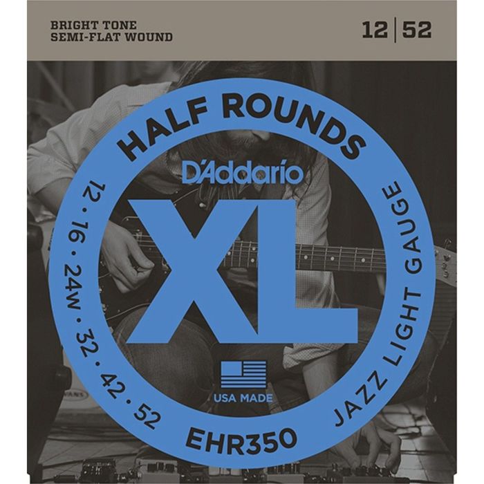 Струны для электрогитары D'Addario EHR350 Half Round, Jazz Light, 12-52