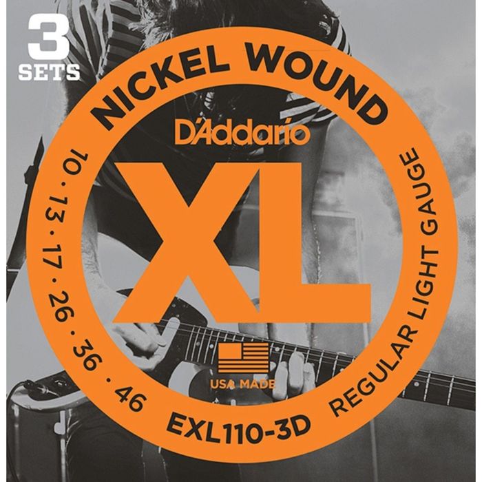 Струны для электрогитары D`Addario EXL110-3D Nickel Wound , Regular Light, 10-46, 3 комплекта   2304