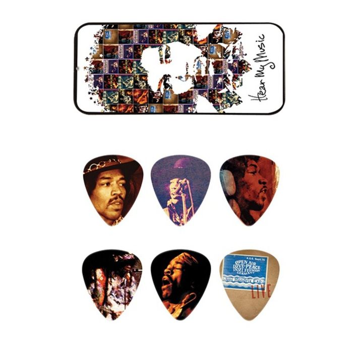 Медиаторы Dunlop JH-PT07M Jimi Hendrix Hear My Music  12шт, средние, в коробочке,