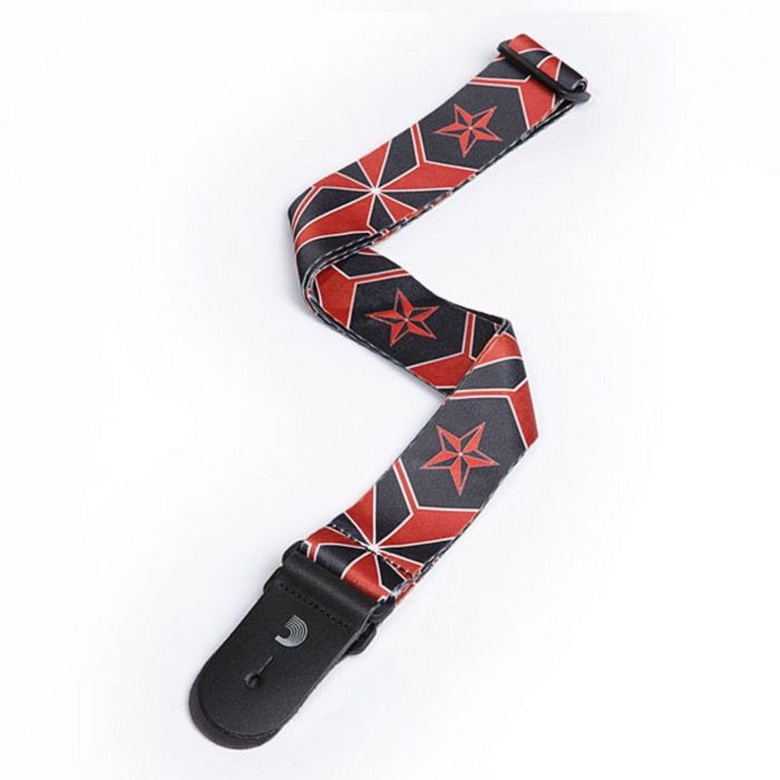 Гитарный ремень Planet Waves 50H13 Sublimation Printed, полиэстер, рисунок «Черно-красные звезды»