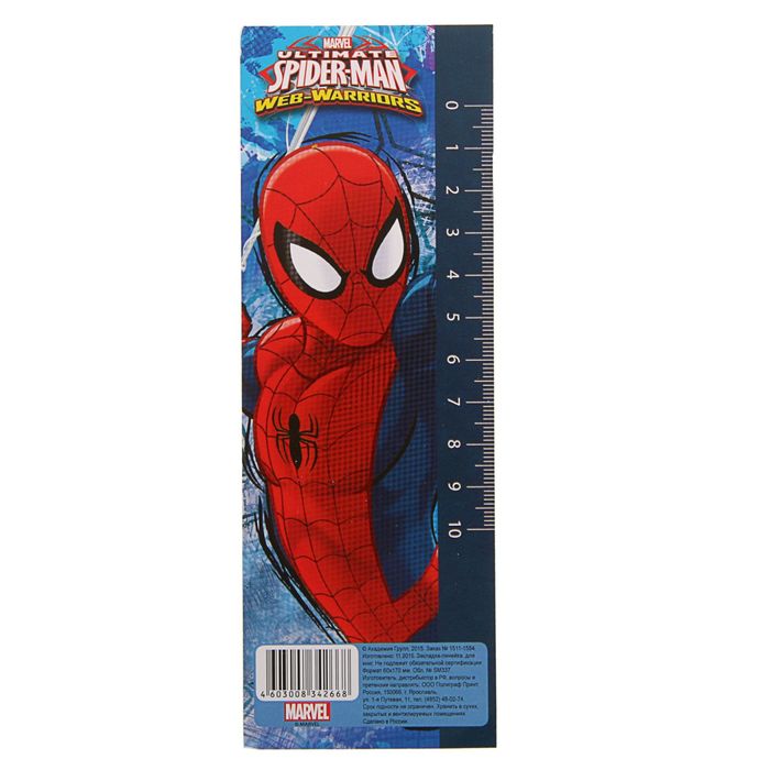 Закладка-линейка 60*170мм Spiderman, ВД-лак