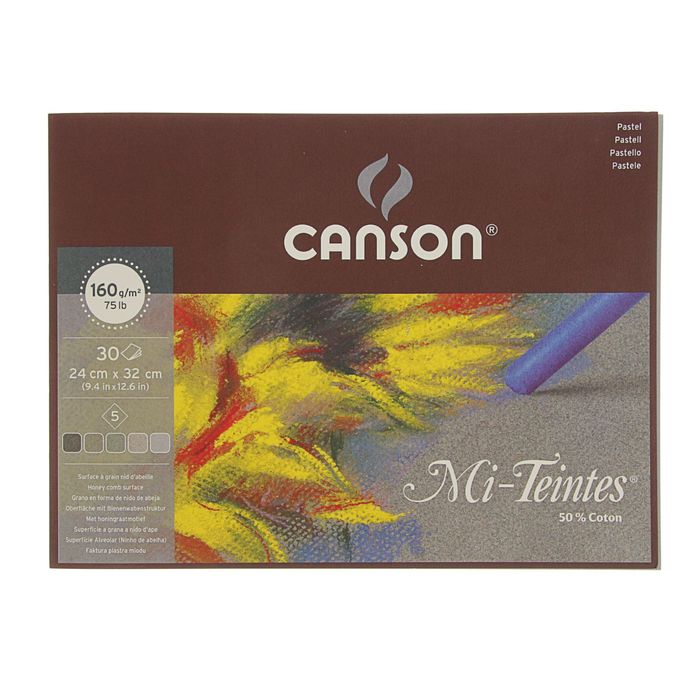 Альбом для пастели С4 240*320 мм Canson Mi-Teintes 5 160 г/м2, 30 листов, серые тона, склейка 400030143