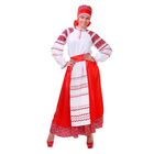 Русский женский костюм, блузка, юбка с фартуком, сорока, цвет красный, р-р 44, рост 172 см - фото 898213