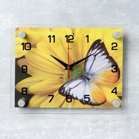 Часы настенные, серия: Цветы, "Бабочка на цветке", 20х26 см, без выбора вариантов товара