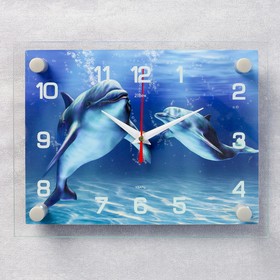 Часы настенные, серия: Море, "Дельфины", 20х26  см, микс