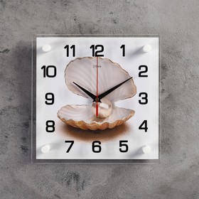 Часы настенные, серия: Море, "Жемчужина в ракушке", 25х25  см, без выбора вариантов товара