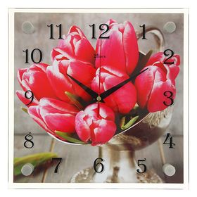 Часы настенные, серия: Цветы, "Тюльпаны", 25х25  см, микс в Донецке