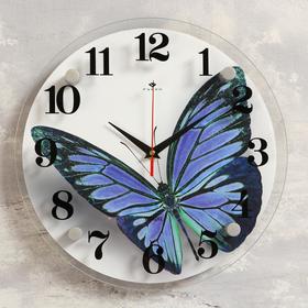 Часы настенные, серия: Животный мир, "Бабочка", плавный ход, d=30 см