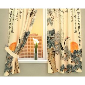Фотошторы кухонные «Японская фреска», размер 145 х 160 см - 2 шт., габардин