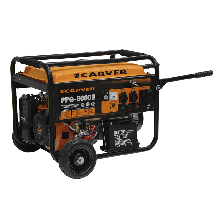 Генератор CARVER PPG- 8000Е, бенз., 6.0/6.5кВт, 220В, бак 25л, эл.старт