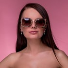 Очки солнцезащитные "Футуристические", оправа-змейка коричневая, дужки под золото, линзы градиент