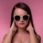 Очки солнцезащитные "Футуристические", оправа бежевая, дужки под золото, линзы чёрные