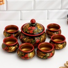 Set of tableware "Khokhloma" for honey, 14 items