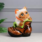 Копилка "Кот в ботинке", разноцветная, глазурь, керамика, 28 см, микс - фото 6574288