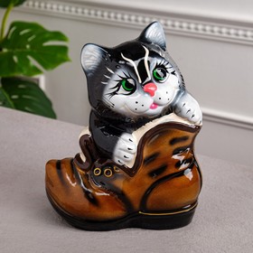 Копилка "Кот в ботинке", покрытие глазурь, разноцветная, 28 см, микс в Донецке