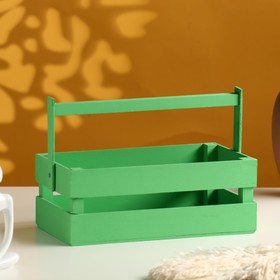 Кашпо деревянное 24.5×13.5×9 см "Двушка Лайт", двухреечное, зелёный Дарим Красиво