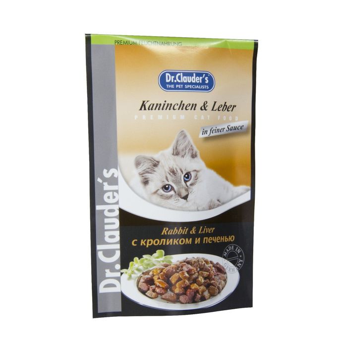 Влажный корм Dr.Clauder's кусочки в соусе, кролик/печень, пауч, 100 г