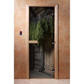 Дверь с фотопечатью, стекло 8 мм, размер коробки 190 × 70 см, левая, цвет А002