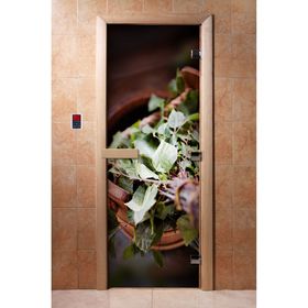 Дверь с фотопечатью, стекло 8 мм, размер коробки 190 × 70 см, левая, цвет А008