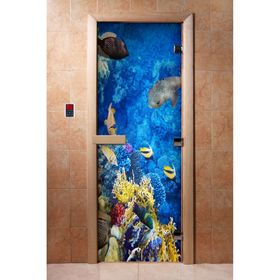 Дверь с фотопечатью, стекло 8 мм, размер коробки 190 × 70 см, левая, цвет А068