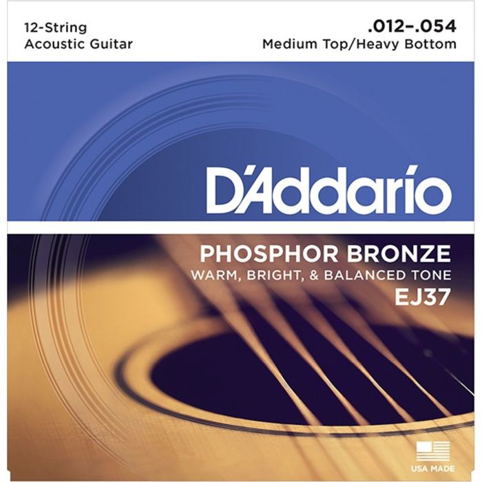 Комплект струн для 12-струнной гитары D'Addario EJ37 Phosphor Bronze