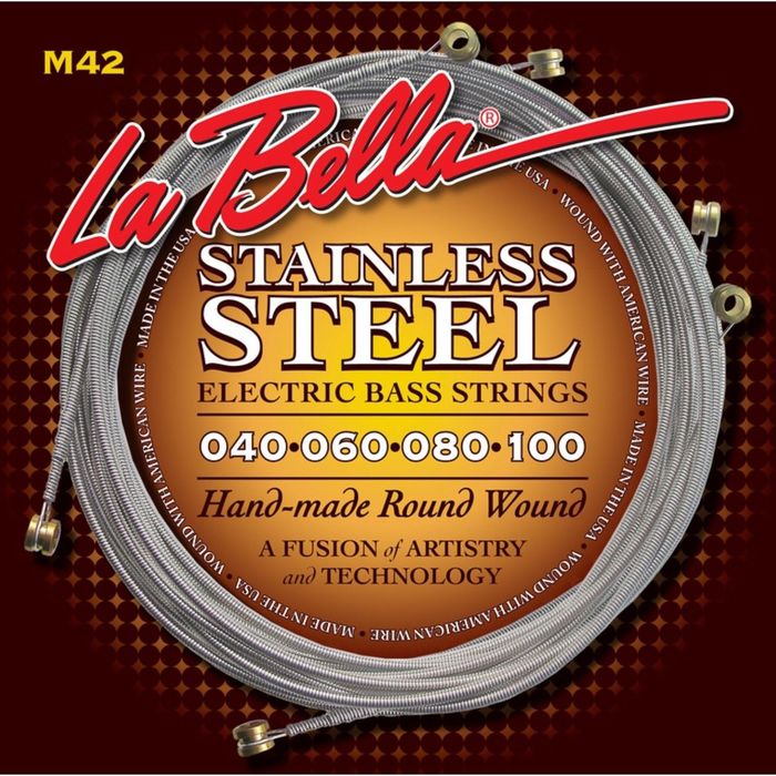 Струны для 4-струнной бас-гитары La Bella M42 Hard Rockin' Steel Custom Lights