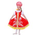 Русский костюм для девочки: платье с кокеткой, кокошник, р-р 64, рост 122-128 см, цвет красный