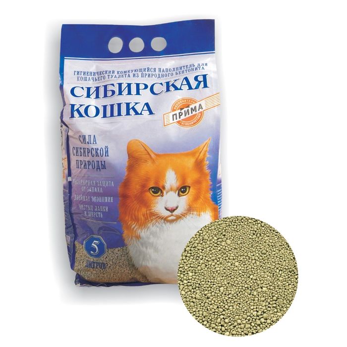 Наполнитель комкующийся Сибирская кошка &quot;Прима&quot; для кошек, 5л