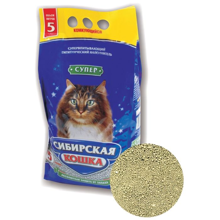 Наполнитель комкующийся Сибирская кошка &quot;Супер&quot; для кошек, 5л