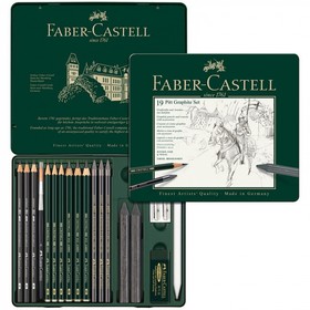 Карандаши художественные (набор) Faber-Castell PITT Monochrome, 19 штук, в металлической коробке