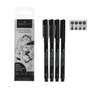Набор ручек капиллярных 4 штуки (линеры XS, S, F; кисть B), Faber-Castell PITT® Artist Pen Manga, цвет черный - фото 7067635