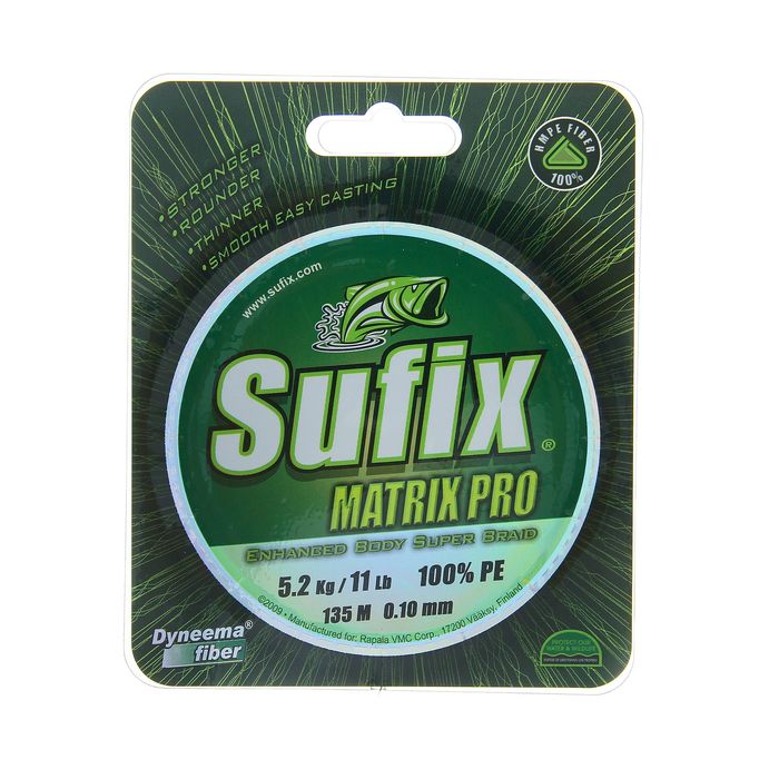 Леска плетёная Sufix Matrix Pro зелёная, 135 м, 0,10 мм/5,2 кг