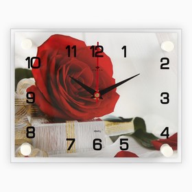 Часы настенные, серия: Цветы, "Роза с подарком", плавный ход, 20 х 26 см