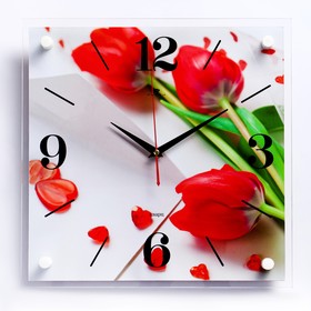 Часы настенные, серия: Цветы, "Тюльпаны", 35х35  см, без выбора вариантов товара