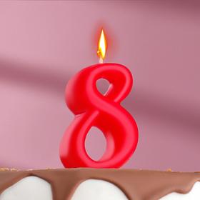 Свеча для торта цифра "Овал" "8", красная, 7 см