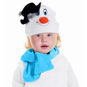 Набор "Снеговик в черной шляпке" шапка, шарф размер 51-55, велюр
