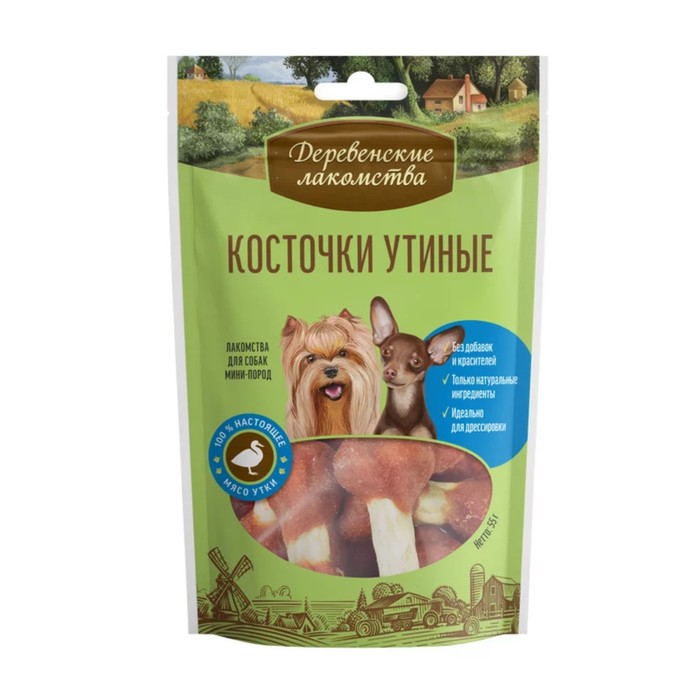 Косточки Деревенские Лакомства  для собак, мини-пород, утиные, 55г